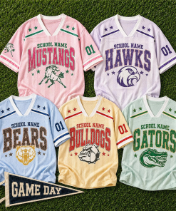 Personalized Mascot Striped Star Print Teacher Mesh Jersey