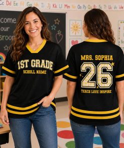 Personalized Grade Teacher Name And Number Teacher Mesh Jersey