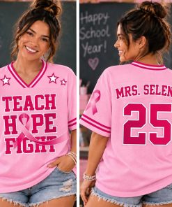 Personalized Teach Hope Fight Breast Cancer Awareness Teacher Mesh Jersey