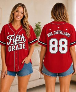 Personalized Grade Name Number Retro Star Teacher Baseball Jersey