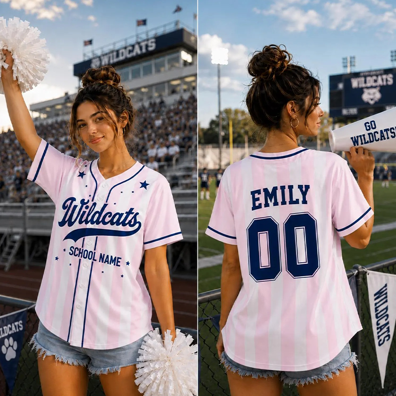 Personalized Mascot And School Name Striped Print Teacher Baseball Jersey - Image 2