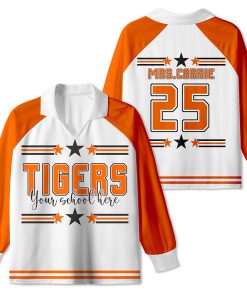 Personalized Mascot And School Name Teacher Long Sleeve Collar Jersey