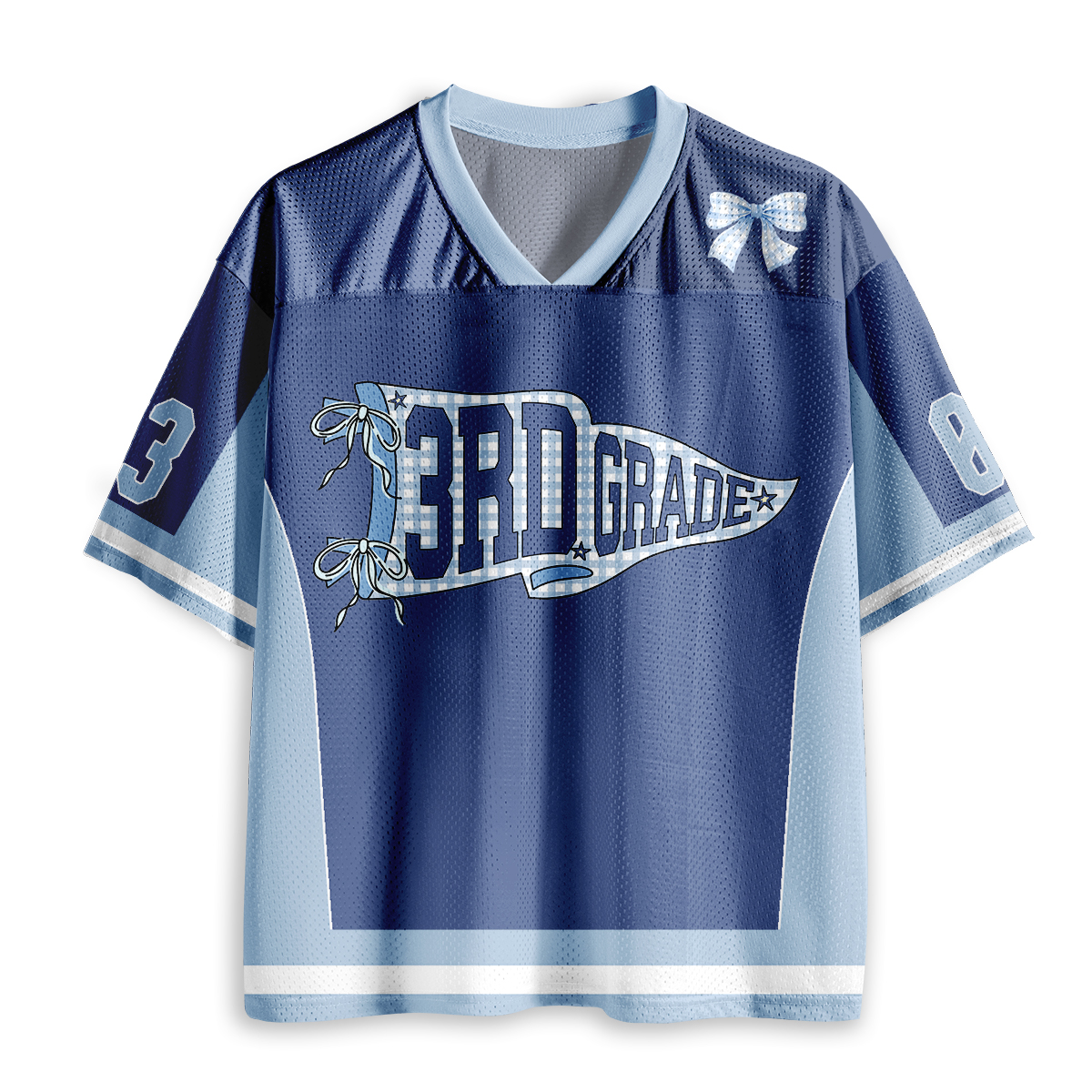 Personalized Grade And Name Pennant Coquette Bow Teacher Mesh Jersey - Image 2
