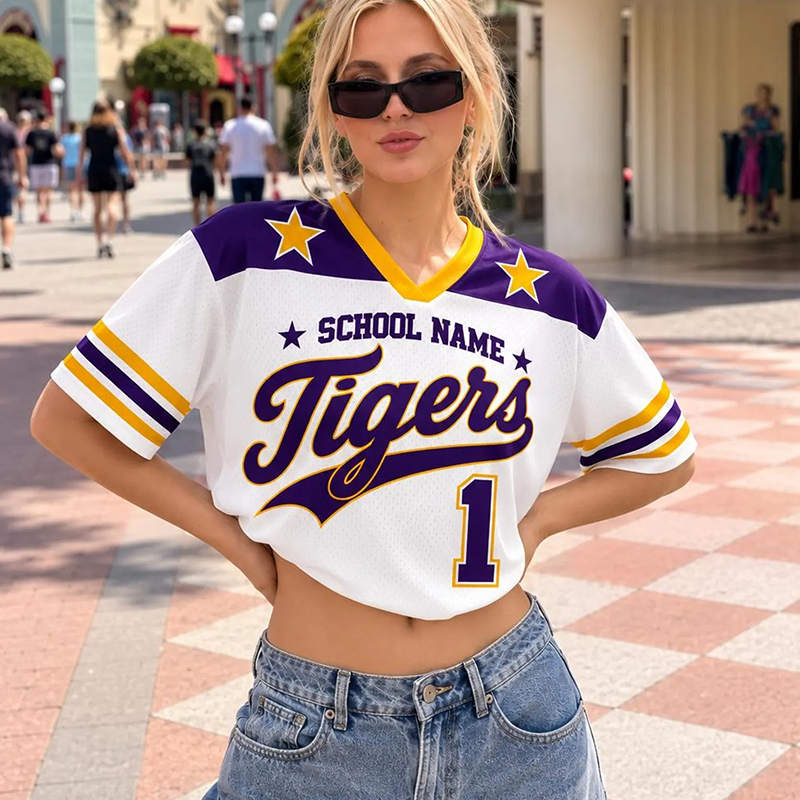 Personalized School Name Mascot And Number Contrast Teacher Mesh Jersey - Image 2