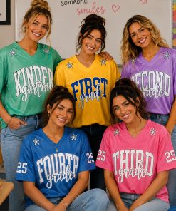 Personalized Grade And Name Number Star Decor Teacher Mesh Jersey