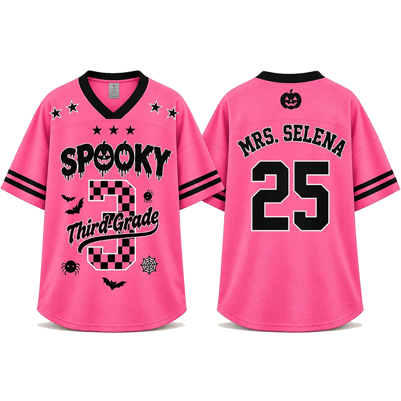 Personalized Spooky Checkered Teacher Mesh Jersey - Image 5