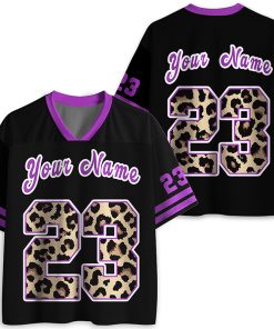 Personalized Name And Number Purple Leopard Teacher Mesh Jersey