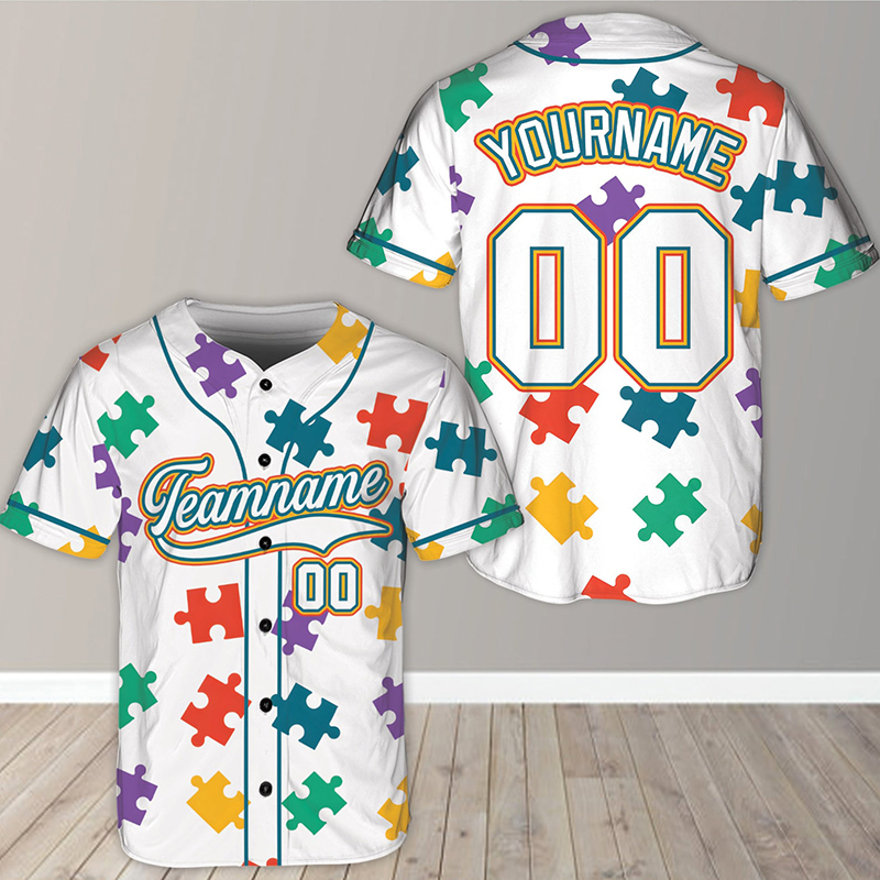 Personalized Autism Awareness Teacher Baseball Jersey - Image 2