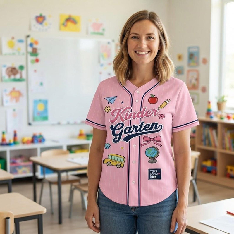 Personalized Grade Name Number School Element Teacher Baseball Jersey - Image 2