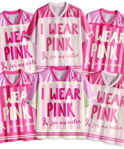 Personalized I Wear Pink For Breast Cancer Teacher Mesh Jersey