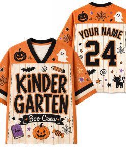 Personalized Grade And Name Halloween Boo Crew Teacher Mesh Jersey