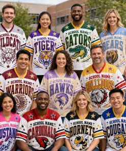 Personalized School Mascot Vintage Star Teacher Mesh Jersey