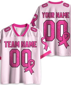 Personalized Name Team Number Pink Ribbon Teacher Mesh Jersey