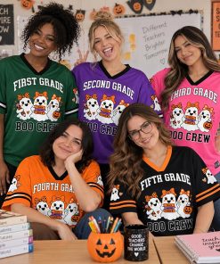 Personalized Grade Bow Ghost Teacher Boo Crew Teacher Mesh Jersey