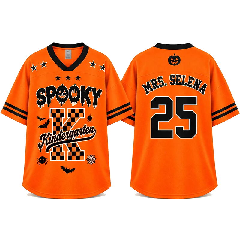 Personalized Spooky Checkered Teacher Mesh Jersey - Image 8