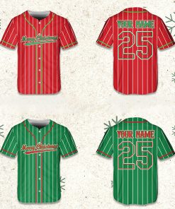 Personalized Name And Number Merry Christmas Teacher Baseball Jersey