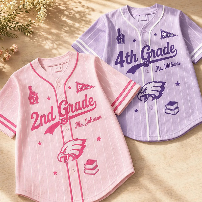 Personalized Grade Mascot Name Number Graphic Baseball Jersey - Image 3
