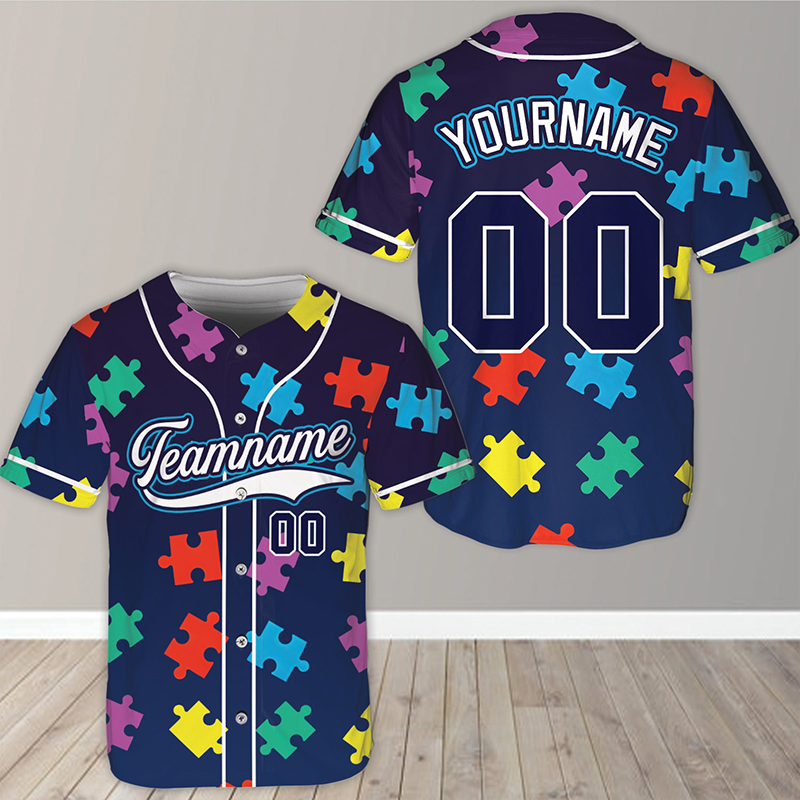 Personalized Autism Awareness Teacher Baseball Jersey - Image 3