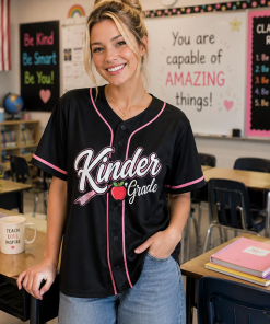 Personalized Grade Apple Graphic Teacher Baseball Jersey