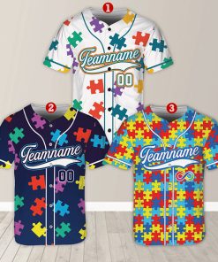 Personalized Autism Awareness Teacher Baseball Jersey