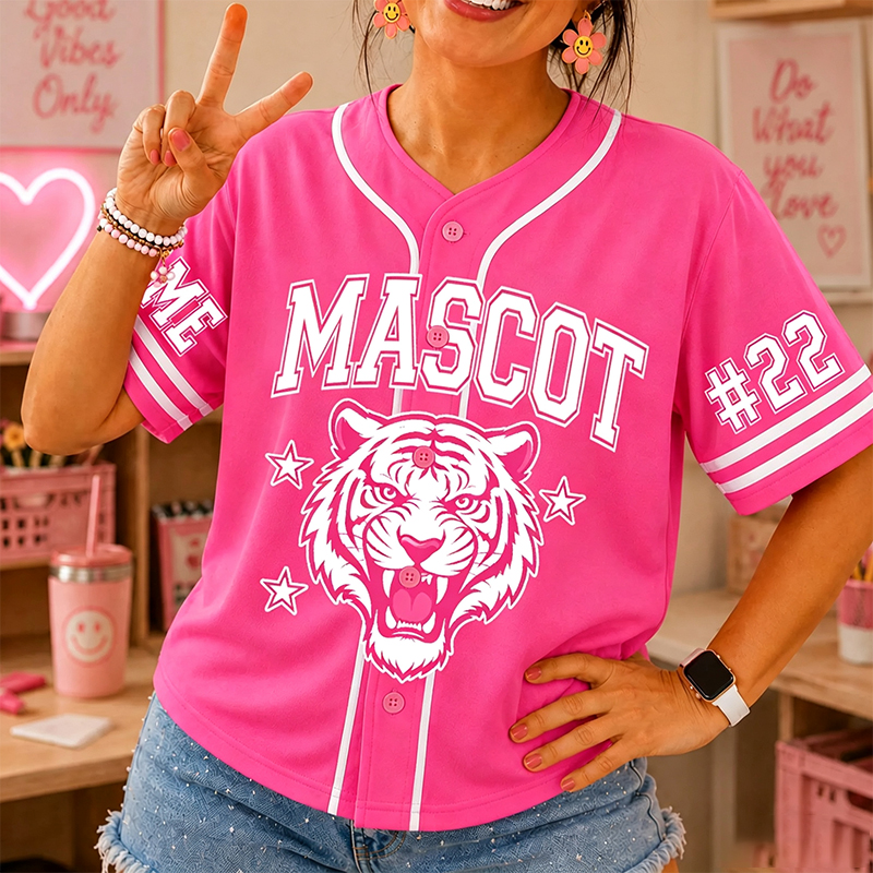 Personalized Mascot Name Number Star Baseball Jersey - Image 3