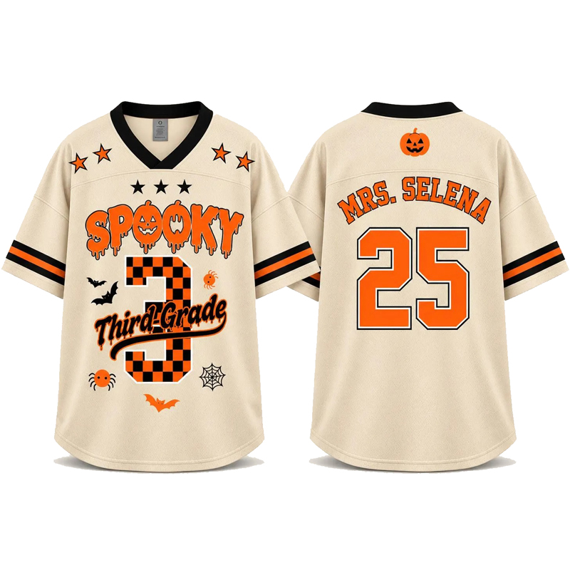 Personalized Spooky Checkered Teacher Mesh Jersey - Image 6
