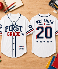 Personalized Name And Grade Number Teacher Baseball Jersey