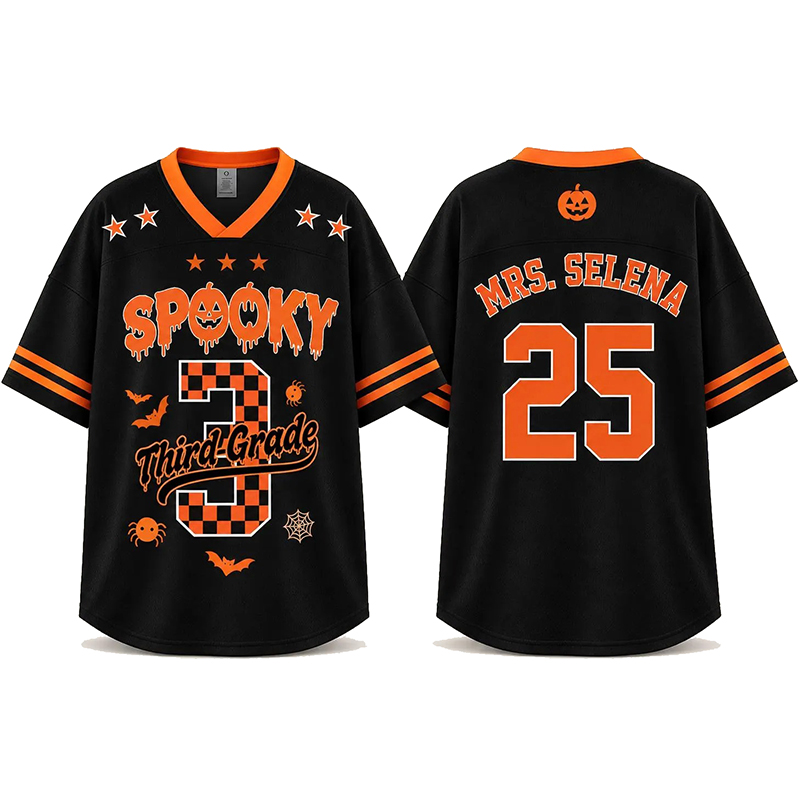 Personalized Spooky Checkered Teacher Mesh Jersey - Image 7