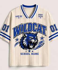 Personalized Mascot School Name And Number Striped Teacher Mesh Jersey