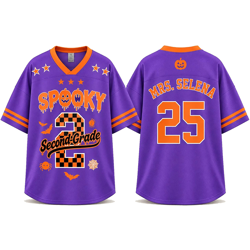 Personalized Spooky Checkered Teacher Mesh Jersey - Image 4