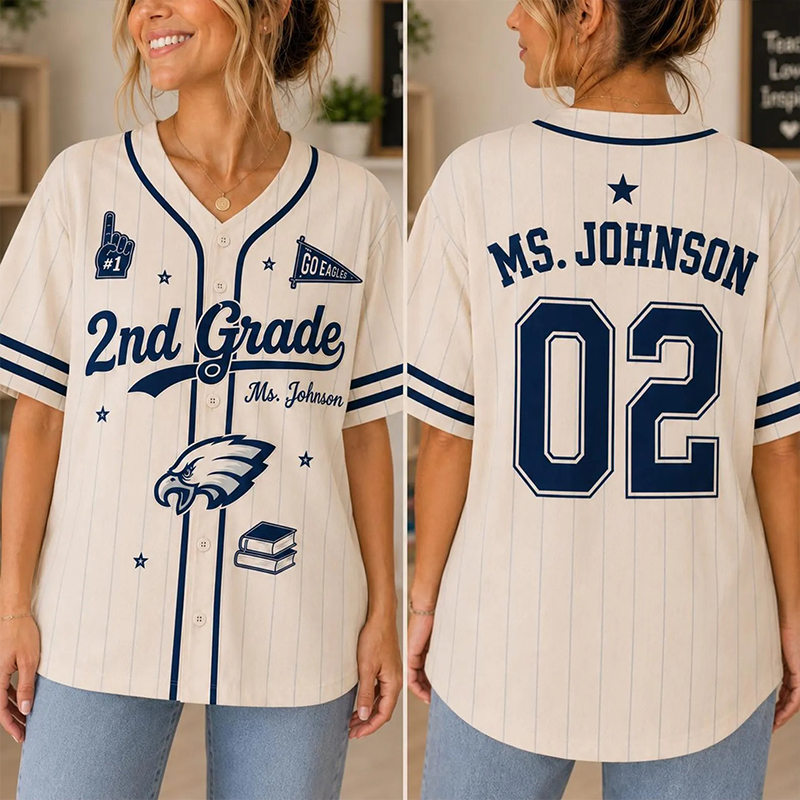 Personalized Grade Mascot Name Number Graphic Baseball Jersey - Image 6