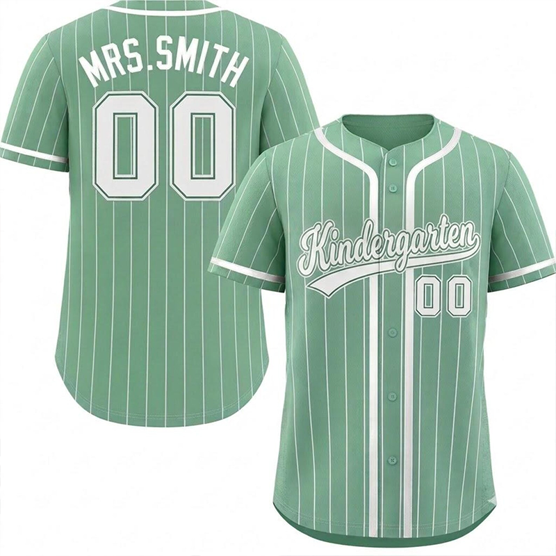Personalized Grade And Name Striped Button Down Teacher Baseball Jersey - Image 6