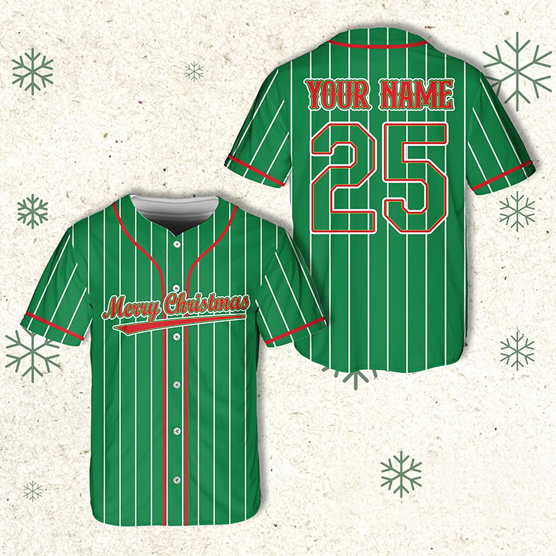 Personalized Name And Number Merry Christmas Teacher Baseball Jersey - Image 3