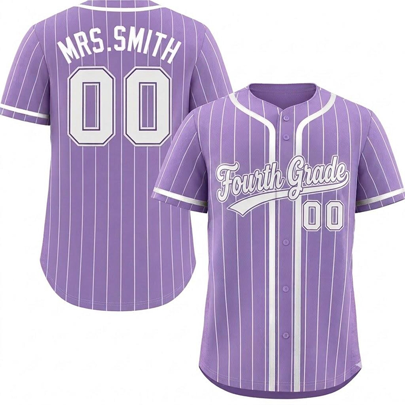 Personalized Grade And Name Striped Button Down Teacher Baseball Jersey - Image 7
