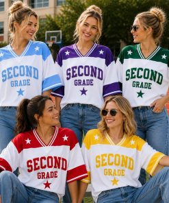 Personalized Grade And Name Star Graphic Teacher Mesh Jersey