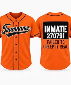 Personalized Team Name Halloween Inmate Failed To Creep It Real Baseball Jersey