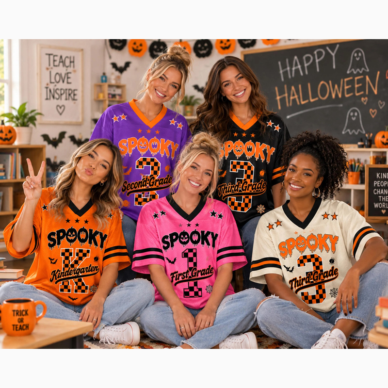 Personalized Spooky Checkered Teacher Mesh Jersey